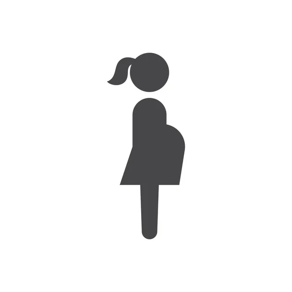 Mujer Embarazada Simple Icono Vector Signo Glifo Negro — Vector de stock