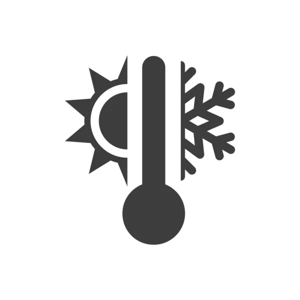 有太阳和雪花图标的温度计 矢量天气或气象学符号 — 图库矢量图片