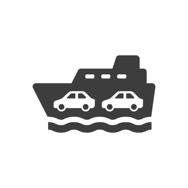 Ferry Boat Black Vector Sign Ferryboat Ship Symbol — Stock Vector
