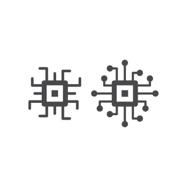 Mikroçip siyah vektör simgesi. Mikro çip basit sembol.