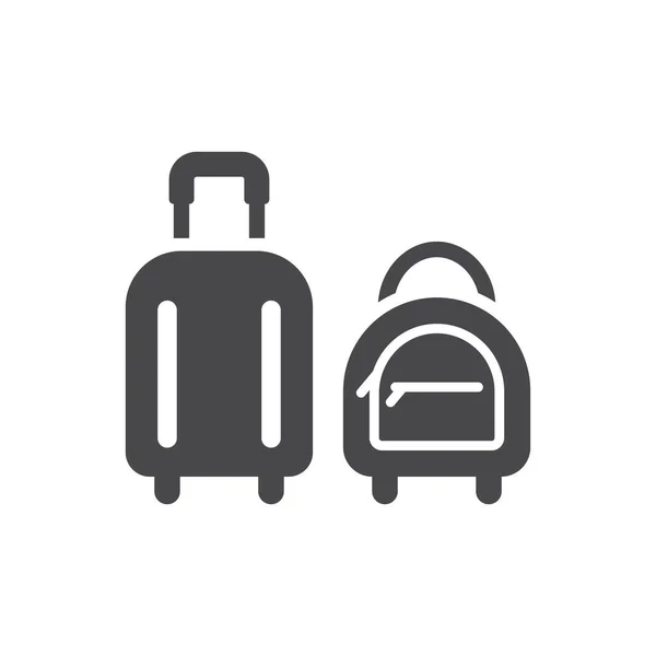 Bagage Handväska Svart Vektor Ikon Bagage Resväska Väska Symbol — Stock vektor