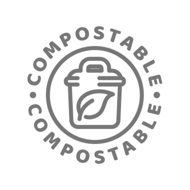 Gübrelenebilir vektör etiketi. Çöp etiketli biyolojik çözünebilir atık.