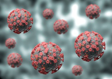 Genişletilmiş koronavirüs, covid-19 dünya çapında ölüm riski olan solunum hastalıkları salgınına neden oluyor. Uzayı kopyala 3B görüntüleme