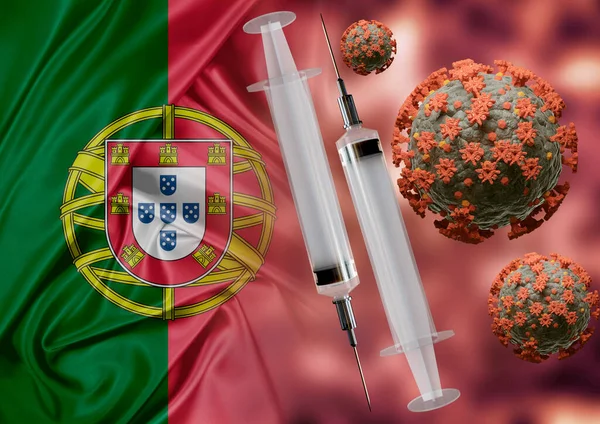 Concetto Vaccino Immunizzazione Covid Portogallo Una Malattia Causata Dal Sars — Foto Stock