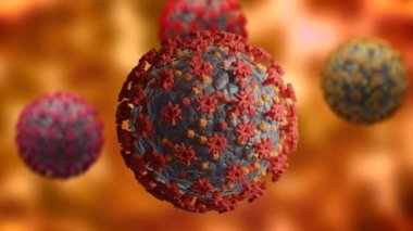 Coronavirus mutasyonu. Yeni varyant ve SARS CoV 2 türü. Mikroskobik görüntü. 3B görüntüleme