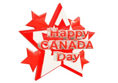Yıldızlarla Kanada Gününüz kutlu olsun. Kutlama günü 1 Temmuz 'da kutlandı. 3B illüstrasyon