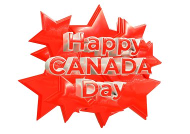 Yıldızlarla Kanada Gününüz kutlu olsun. Kutlama günü 1 Temmuz 'da kutlandı. 3B illüstrasyon