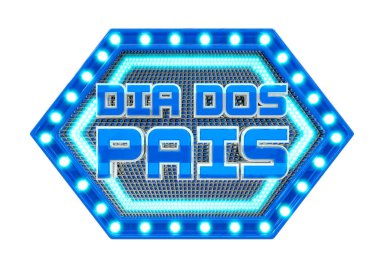 Babalar Günü (dia dos pais) harfleri hafif Portekiz Brezilya izole beyaz arka plan pulu. Brezilya ticareti için tanıtım kampanyası. 3d illüstrasyon