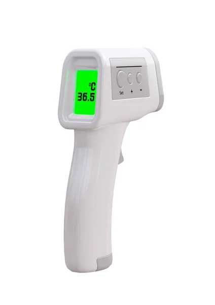 Screen Monitor Infrared Thermometer Isolated White Background Rendering — Stok fotoğraf