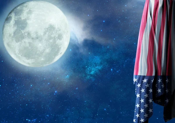 Ay ışığında bayrak Amerika Birleşik Devletleri — Stok fotoğraf