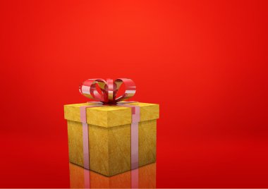 Kırmızı arkaplanda hediye kutusu