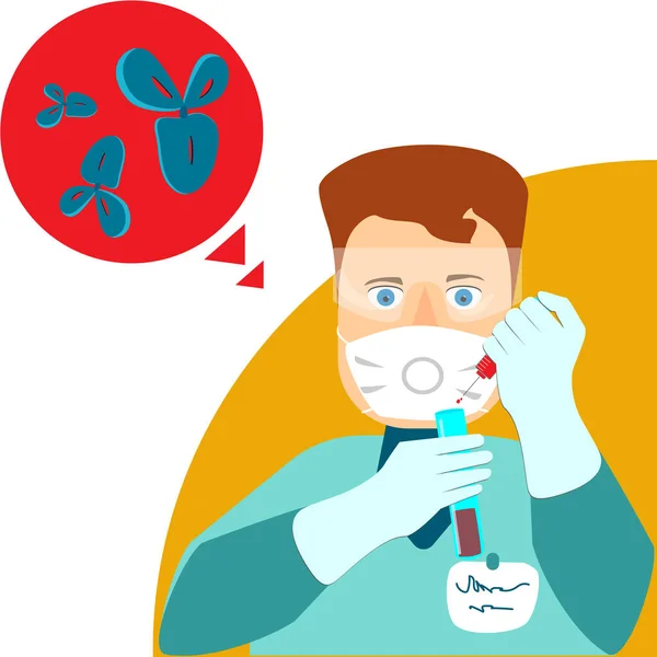 Kan örneği koronavirüs antikorları için test ediliyor. Laboratuvar tüplü bir tıp laboratuarı çalışanı. Covid-19 salgını sırasında antiviral tedavi araştırması