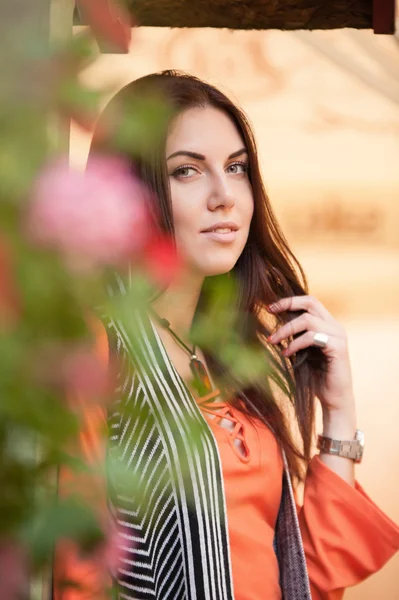 Portret van een mooie brunette — Stockfoto