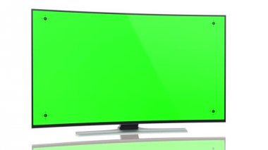 Beyaz ekranda kavisli yeşil UltraHD akıllı Tv