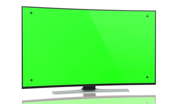 UltraHD Smart Tv con pantalla verde curvada en blanco — Vídeo de stock