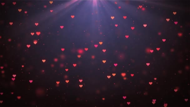 Herz Bewegt Sich Raum Mit Hellem Hintergrund Kleine Herzen Für — Stockvideo