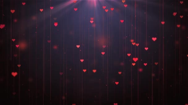 Das Herz Regnet Vor Hellem Hintergrund Kleine Herzen Für Valentinstag — Stockvideo