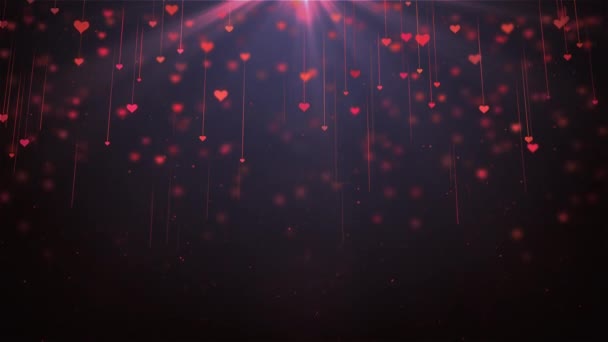 Das Herz Regnet Vor Hellem Hintergrund Kleine Herzen Für Valentinstag — Stockvideo