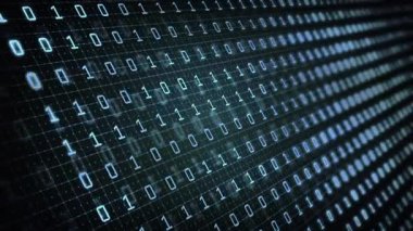 Gelecekteki dijital soyut arkaplanda ikili kod. Modern teknoloji hex kod kavramı. Kusursuz döngü 4K