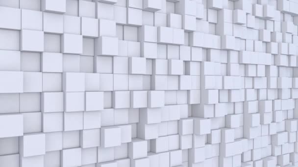摘要现代白色立方体图案背景 方块阻挡海浪动画3D 无缝线4K — 图库视频影像