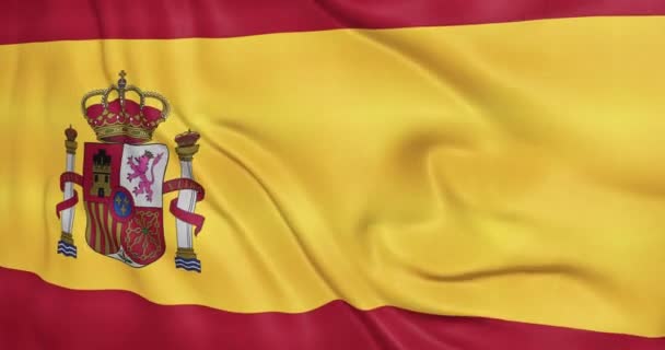 Флаг Испании Размахивает Анимацией Эмблема Испанского Флага Бесшовный Цикл Анимации — стоковое видео