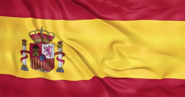 Bandeira Espanha Acenando Animação Emblema Bandeira Espanhola Looping Sem Costura — Vídeo de Stock