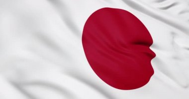 Japonya bayrağı 3D animasyon sallıyor. Kusursuz döngü Japon bayrağı animasyonu 4k