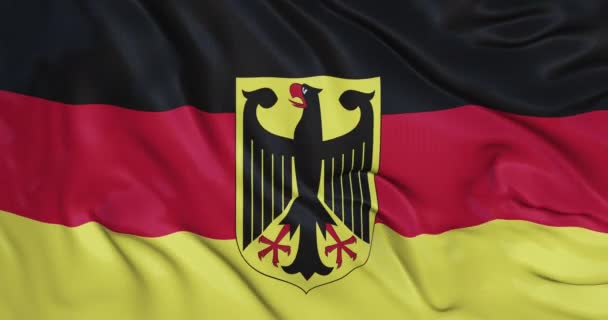 3Dアニメーションを振ってドイツ国旗 ドイツの国旗が風になびく ドイツの国旗 シームレスなループアニメーションをフラグします 3Dレンダリング4K — ストック動画