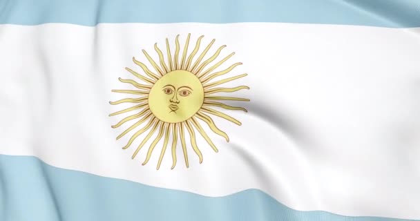 Flag Argentine Waving Animation Emblem Argentine Flag Seamless Looping — Stock Video