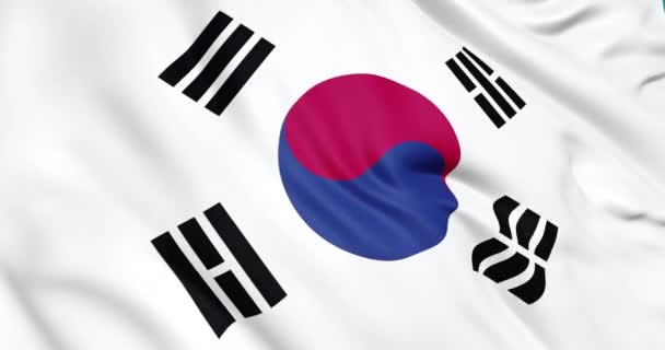 Sydkoreas Flagga Viftar Med Animation Emblemet För Sydkoreas Flagga Sömlös — Stockvideo