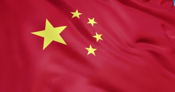 Die Flagge Chinas Weht Animation Das Emblem Der Chinesischen Flagge — Stockvideo