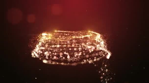 闪烁着金色圣诞树动画的粒子照亮了星星 雪花闪烁着红色的光芒 假日概念和背景4K — 图库视频影像