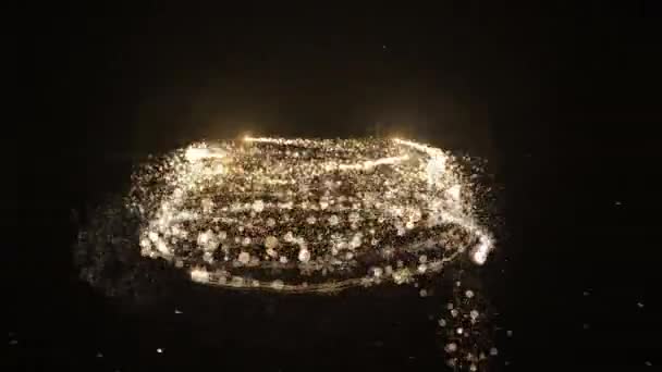 Animação Árvore Natal Ouro Brilhante Com Partículas Luzes Estrelas Flocos — Vídeo de Stock