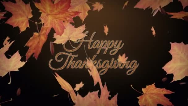 Boldog Hálaadási Szöveget Őszi Levelek Hulló Animáció Hálaadás Ünnepek Animációs — Stock videók