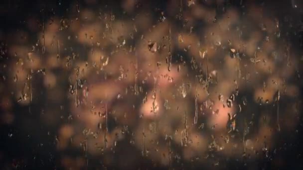 Rain Falling Happy Thanksgiving Text Autumn Leaves Animation Thanksgiving Holidays — Stock Video