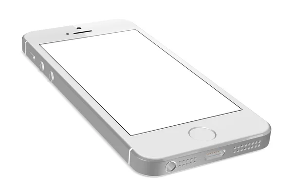 beyaz zemin üzerinde boş bir ekran ile gümüş smartphone