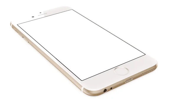 白色背景空白屏幕的金智能手机 图库照片