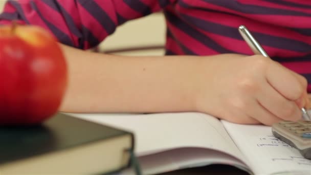 Matematik ödevini yapıyor kız öğrenci — Stok video