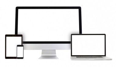 Modern monitör, bilgisayar, dizüstü bilgisayar, telefon, tablet 