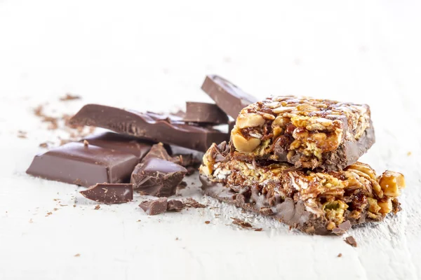 Cereal bar with chocolate — Stock Photo, Image