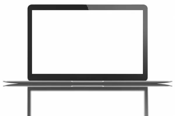 Silver Laptop with blank white screen — Stock Photo, Image