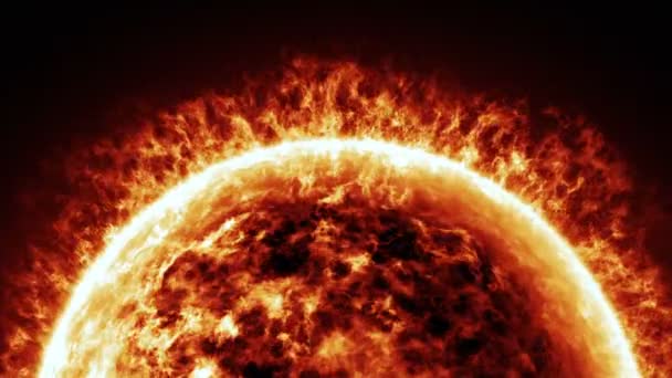 Animación horizontal de la superficie del Sol y de las llamaradas solares — Vídeos de Stock