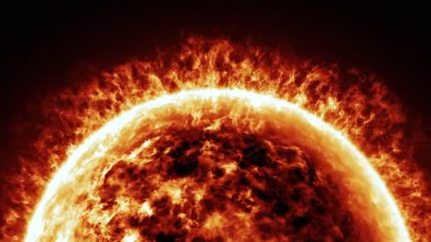 Orizzontale di superficie del sole e brillamenti solari animazione — Video Stock