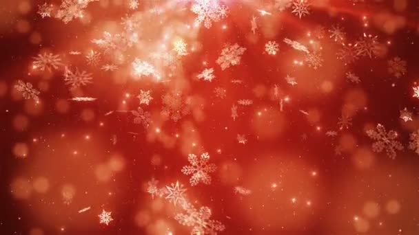 Red beautiful falling snowflakes — Stock Video