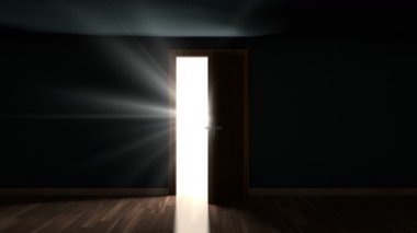 4 k ışık ve parçacıkların açılış kapıdan bir odada