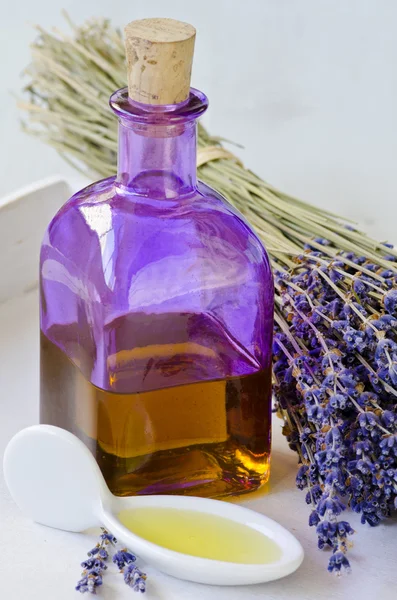 Lavender essential oil. — Stock Photo, Image