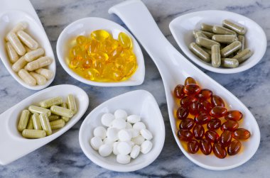 Variety of nutritional supplements. clipart
