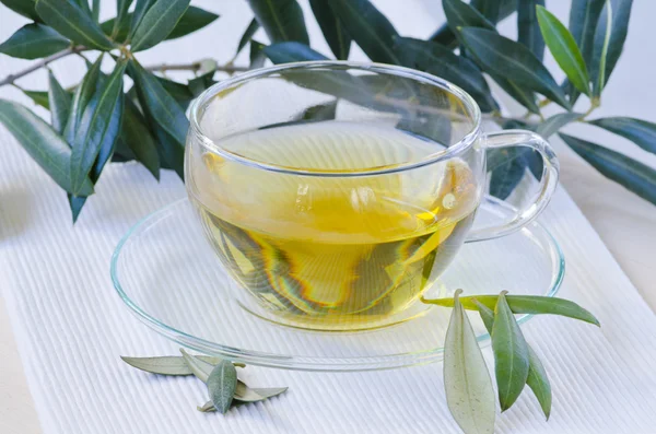 Olive leaf bylinkový čaj. Doplňky stravy. — Stock fotografie