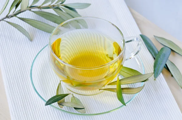Té de hierbas de hoja de oliva. Suplementos dietéticos . —  Fotos de Stock