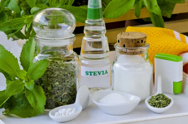 Produtos Stevia. Adoçante natural . — Fotografia de Stock